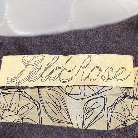 Lela Rose Wool Tweed Twill Mini Dress Grey Dolman Short Sleeve Sheath Silk Lined - Picture 3 of 9